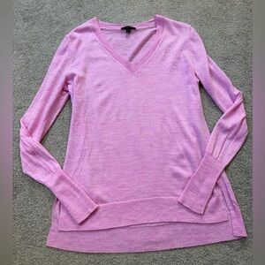 J Crew Womens Sweater V-Neck Pink 100% Merino Wool